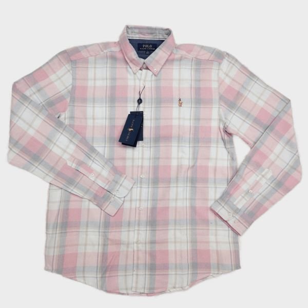 Export Quality Baby Pink White Mix Shirt for Men in Bangladesh