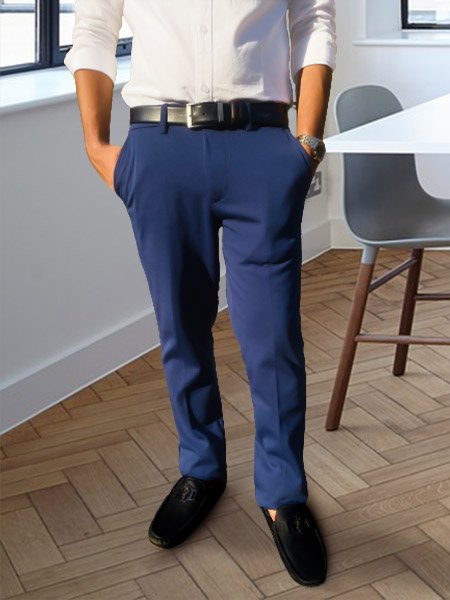 Blue Color Slim Fit Mens Formal Pant