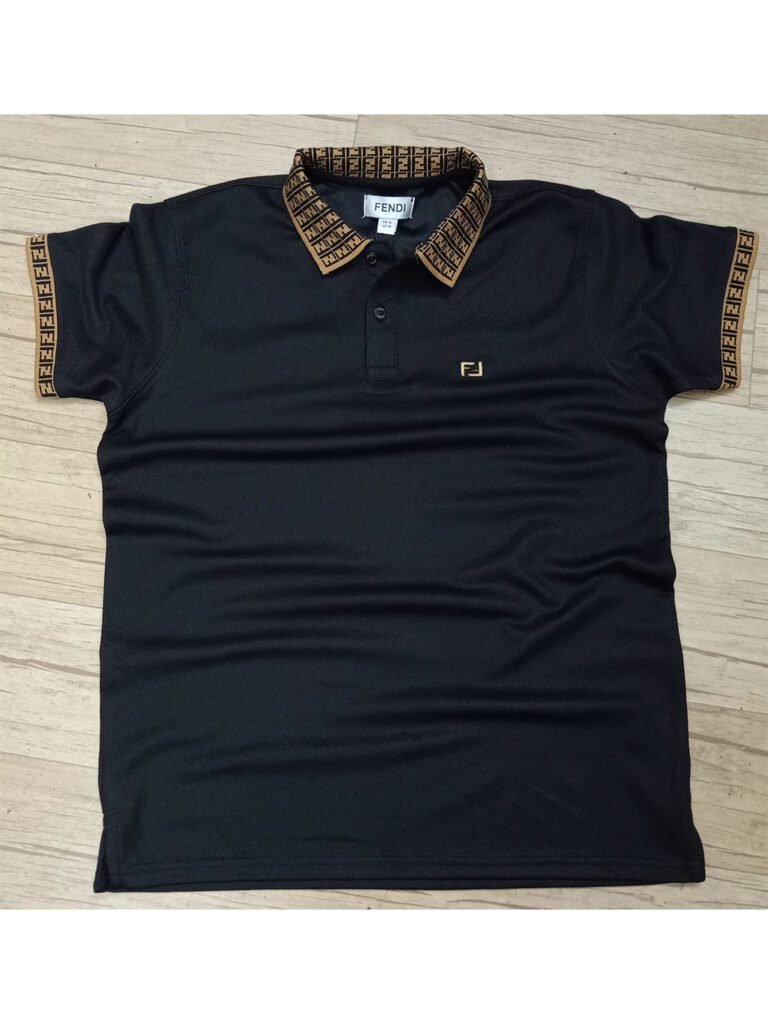 Imported Fabric Comfortable Fendi Black Polo shirt