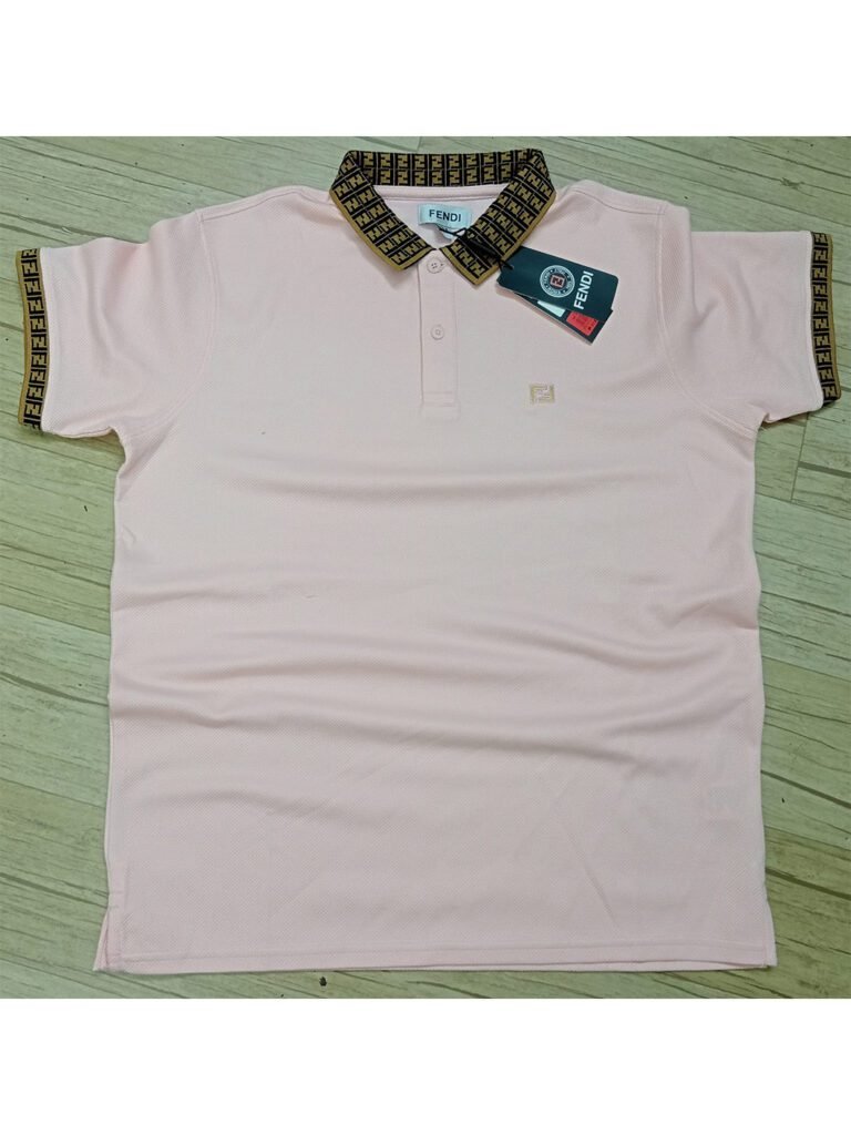 Imported Fabric Comfortable Fendi Baby Pink Polo shirt