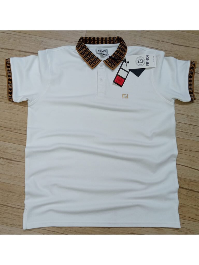 Imported Fabric Comfortable Fendi White Polo shirt