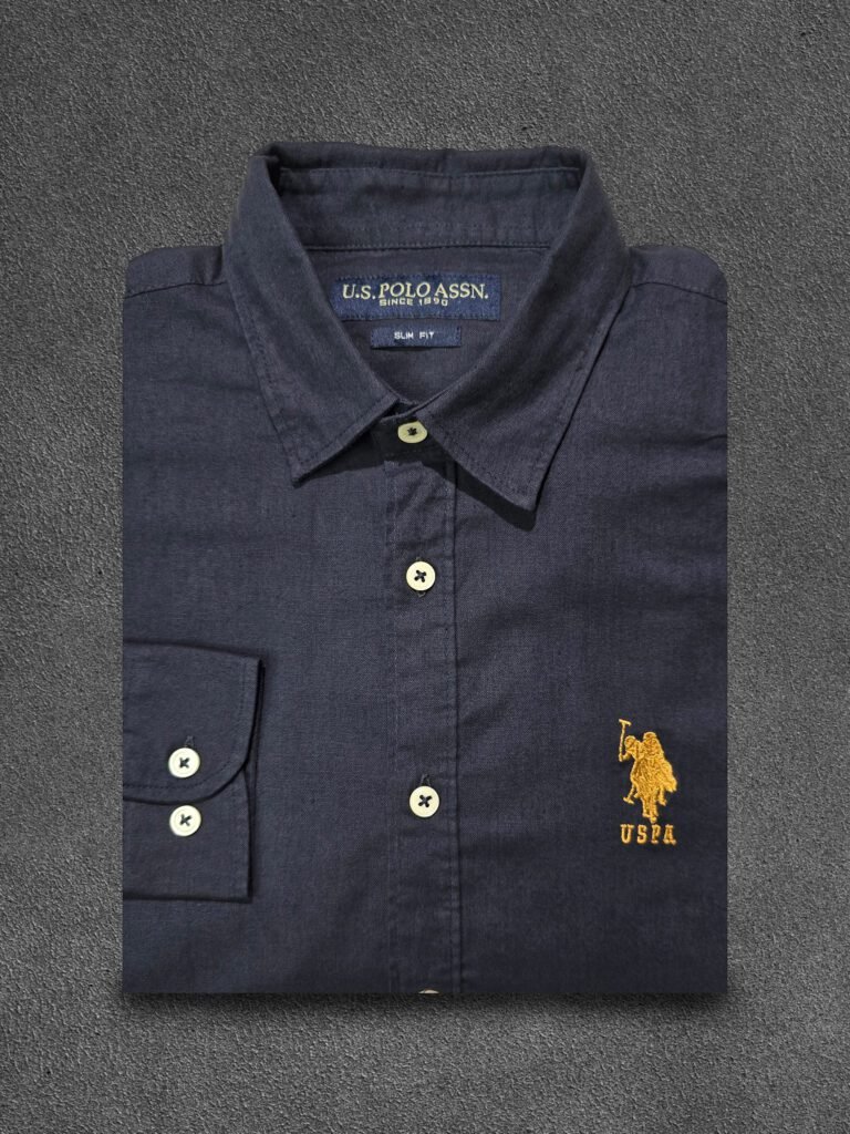 Original Export UP Remi Cotton Navy Blue Formal Shirt