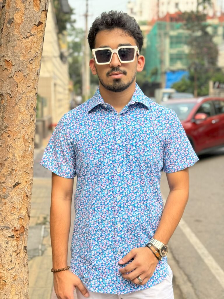 Sacoor Brothers Summer Friendly Printed Half Shirt Flower Print