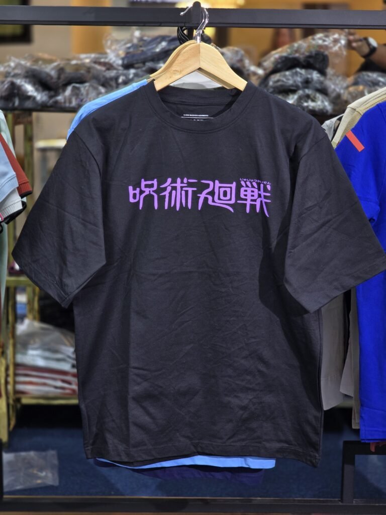 Trendy Drop Shoulder Tshirt Premium Edition satoru anime Black