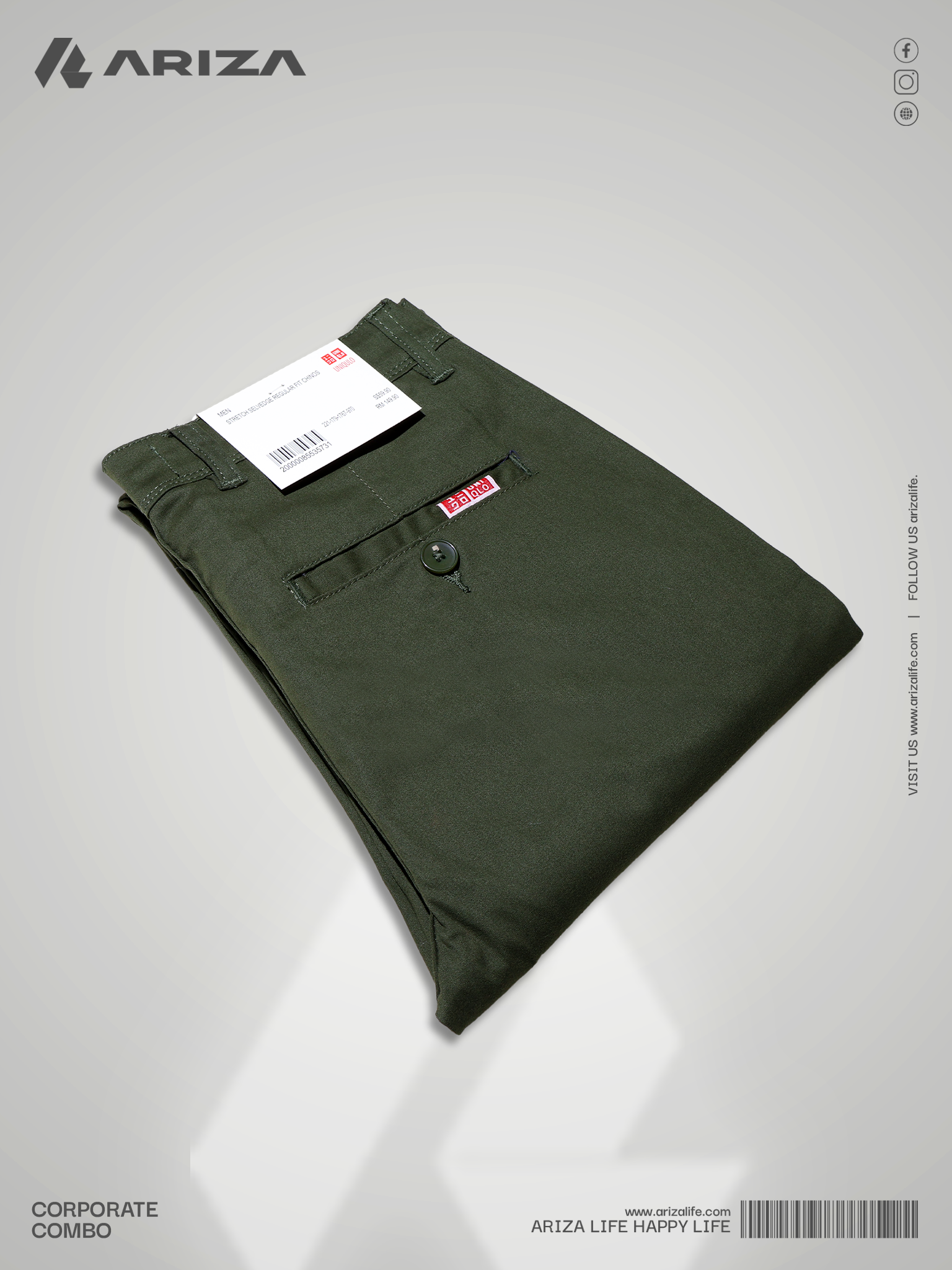 Corporate Package Olive Twill pant and Black Shirt Combo