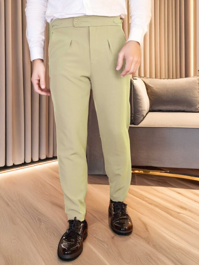 Mens Cream Straight Fit Formal Gurkha Pants